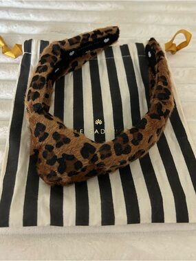 New Lele Sadoughi top knot leopard headband